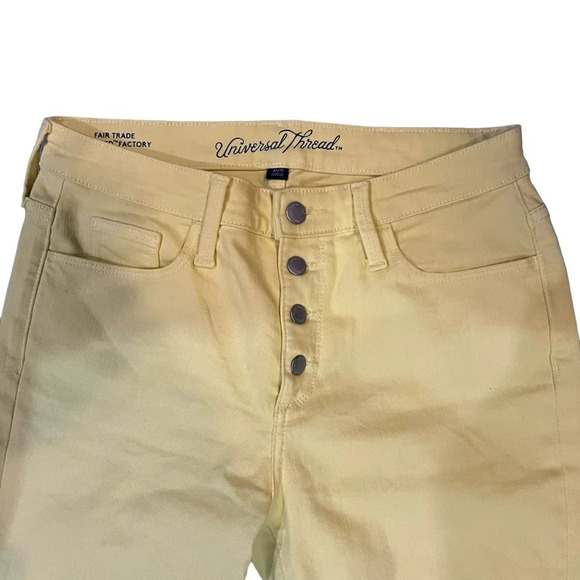 Universal Thread‎ Yellow Button Fly High Rise Skinny Jeans Size 4 - Picture 2 of 6